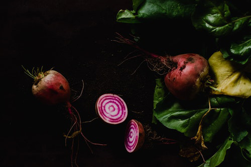 red beets with one cut in half