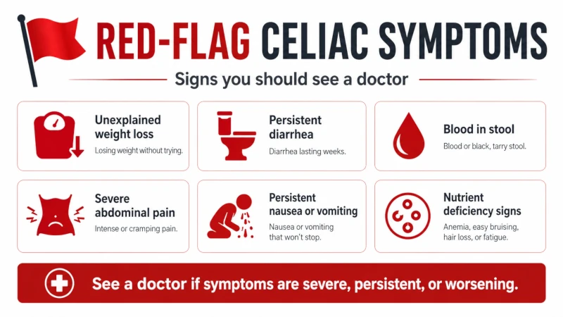 Red-flag celiac symptoms that mean you should see a doctor.