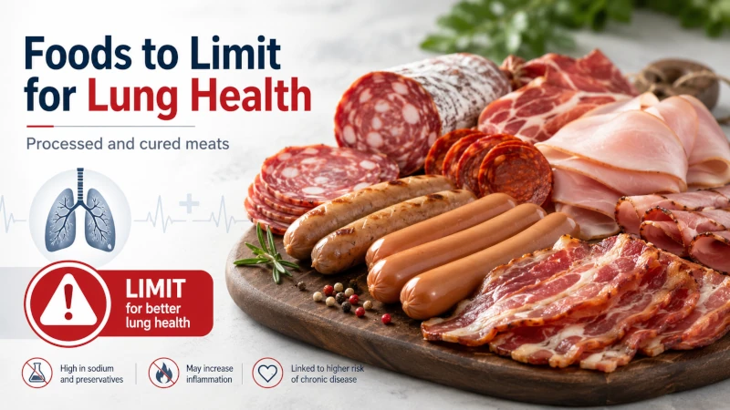 Processed and cured meats shown as foods to limit for lung health.