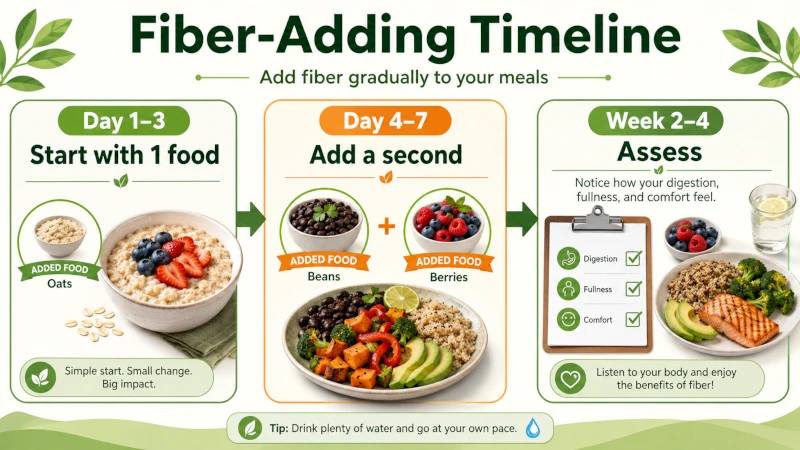 A labeled infographic showing the fiber-adding timeline