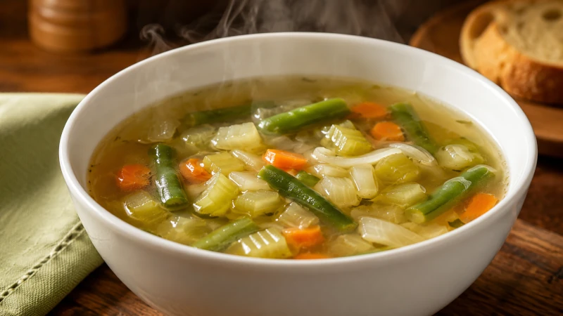 depurant vegetable broth in a white bowl — fever recovery food