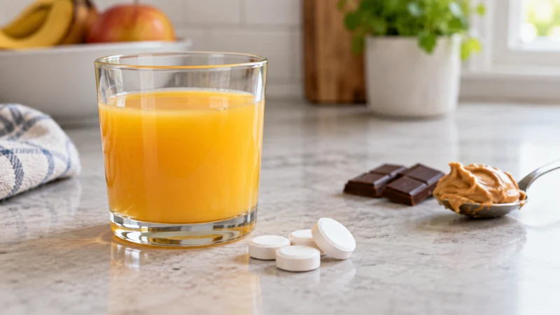 Chocolate and peanut butter beside faster carbohydrate options for treating low blood sugar