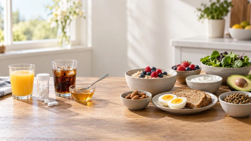 Fast-acting carbohydrates and balanced everyday foods for managing hypoglycemia