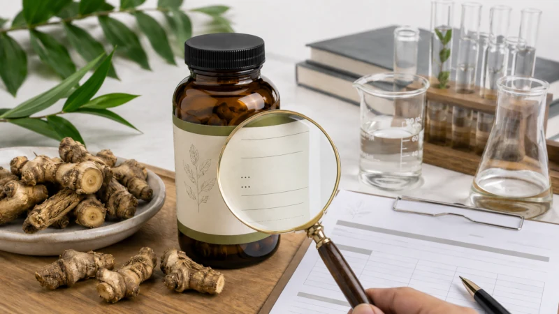 Solomon’s seal supplement and dried rhizome being checked for species identification and independent product testing