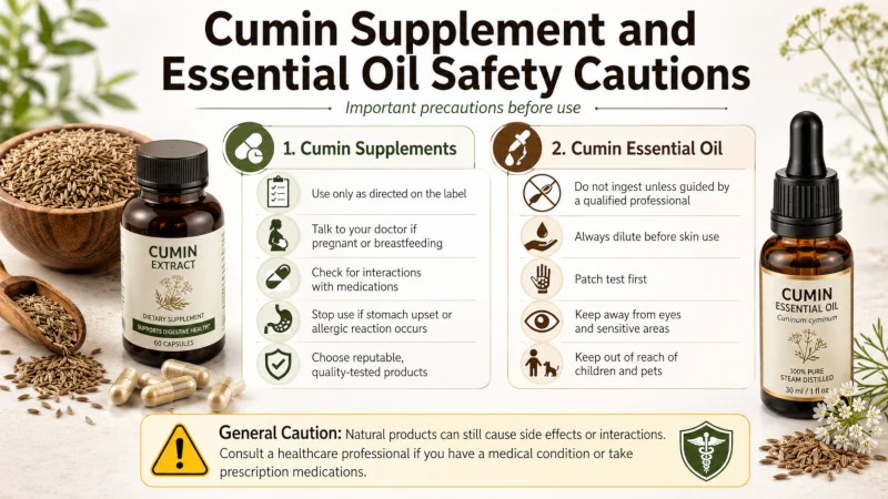 Cumin supplement and essential oil safety cautions
