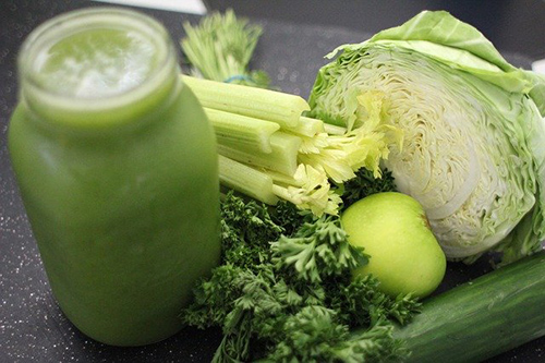 bottle of cabbage and celery juice