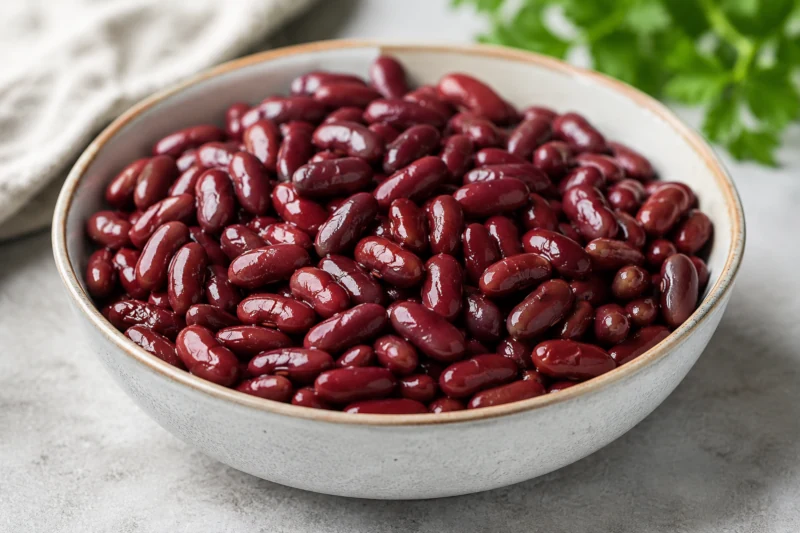 Bowl of cooked red kidney beans ready to eat
