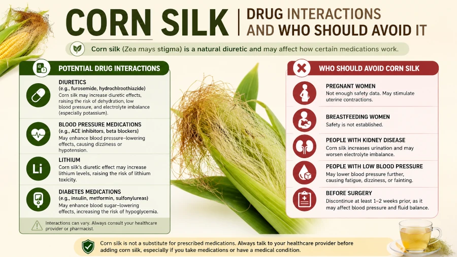 Corn silk drug interactions and who should avoid it.