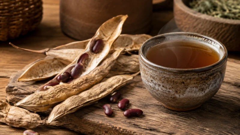 Dried kidney bean pods traditionally prepared as an herbal decoction