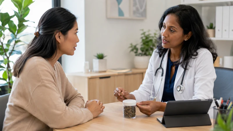 Patient discussing bladderwrack supplement safety with a healthcare professional