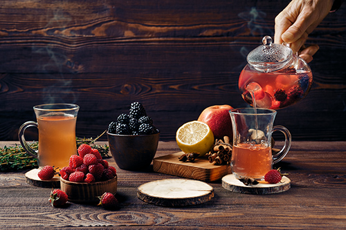 bramble berries alongside juice