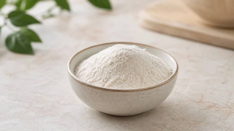 Food-grade salep powder in a small bowl.