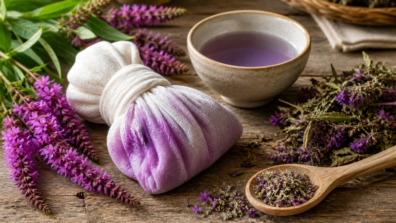 Herbal compress prepared with purple loosestrife for topical use