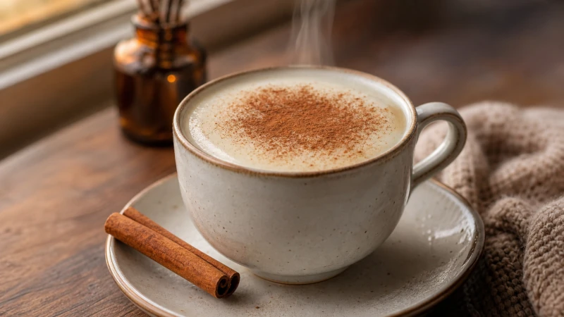 Warm salep drink topped with cinnamon.