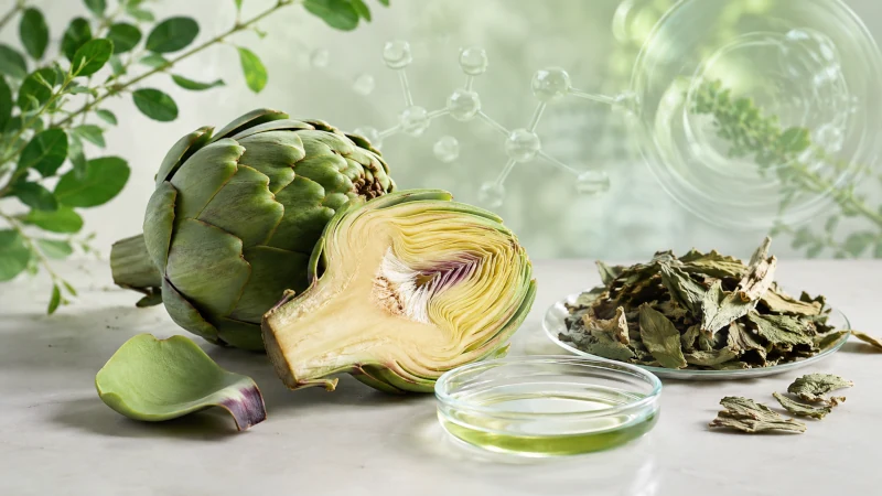 Artichoke leaves and heart representing naturally occurring plant compounds