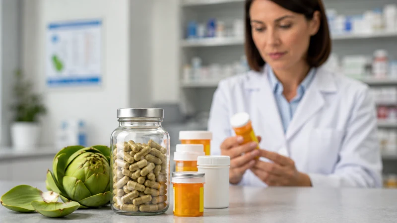 Artichoke leaf supplements beside prescription medicines for interaction awareness