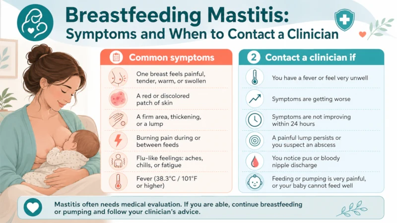 Breastfeeding mastitis symptoms and when to contact a clinician