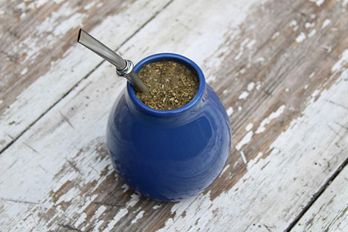 natural herbs for energy with a cup of yerba mate tea