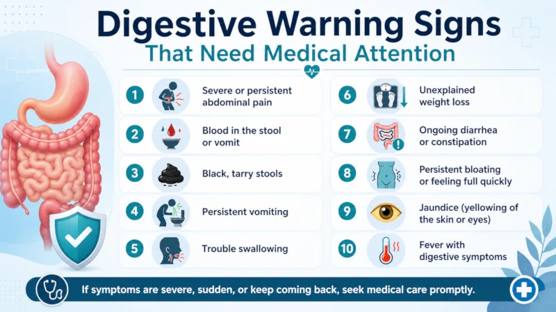 List of digestive warning signs that need medical attention