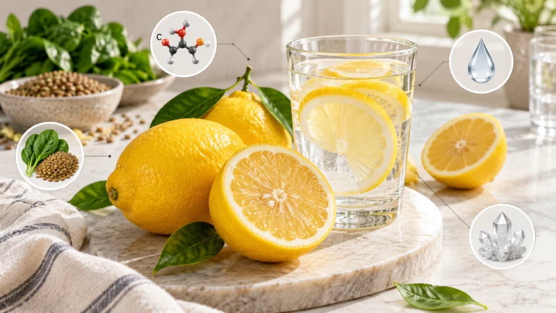 Fresh lemons representing evidence-based health benefits including vitamin C, hydration, iron absorption, and citrate.