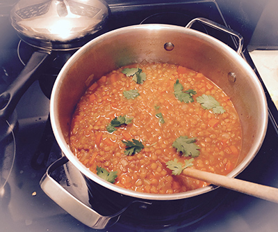 pot of boiled lentils