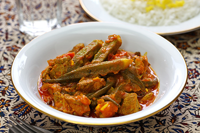 okra cooked with other vegetables