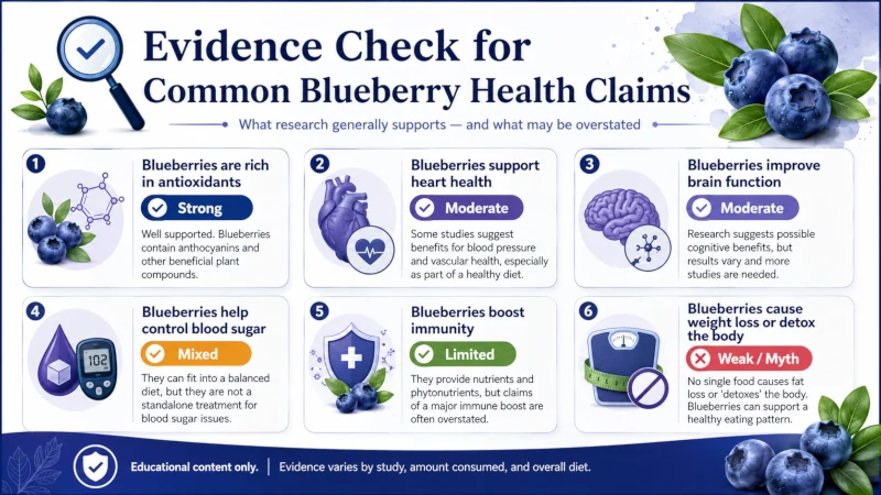 Evidence check for common blueberry health claims