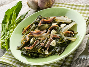 plate of boiled swiss chard