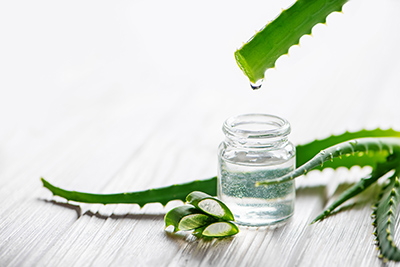 aloe vera gel in a clear bottle