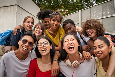 group of people taking selfie