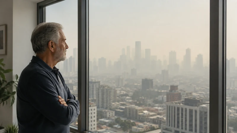 Older adult protecting lung health during poor outdoor air quality
