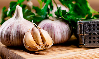 cloves of garlic on a table