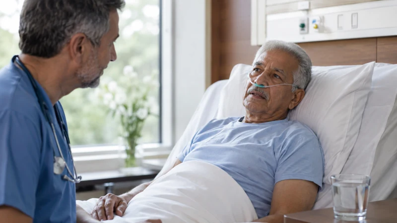 Older man receiving medical care for respiratory diseases