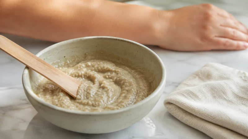 Slippery elm powder mixed with water into a topical herbal paste