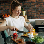 woman preparing vegetarian meal