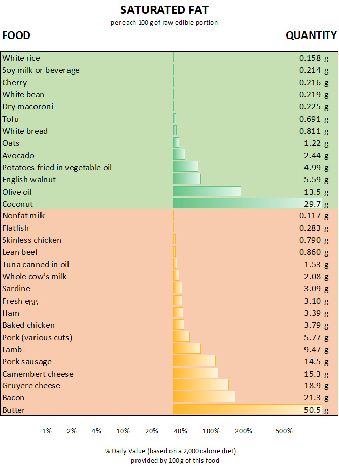 graphic chart of the top food sources of saturated fat
