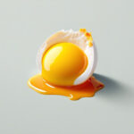 half cracked egg with oozing yolk