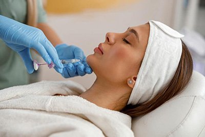 Woman getting kybella treatment