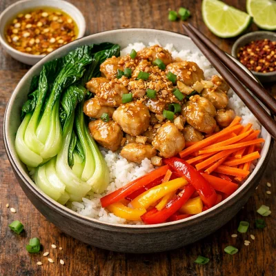 Ginger chicken rice bowl