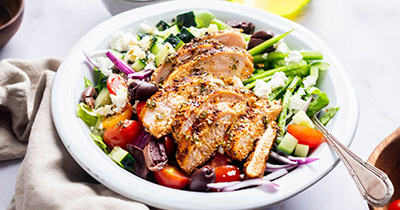 Grilled chicken with a Greek salad