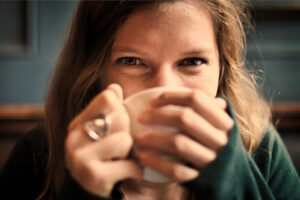 woman enjoying a cup of tea