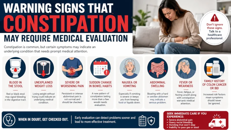 Warning signs that constipation may require medical evaluation