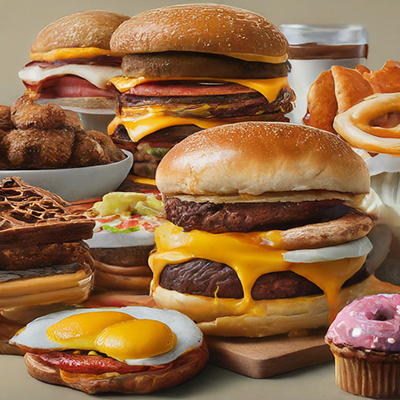eggs and burgers along with other foods high in saturated fats