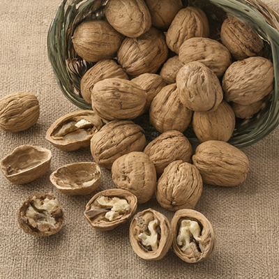 basket filled with walnuts