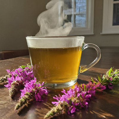 a hot cup of Purple Loosestrife tea