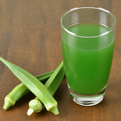 okra along with a glass of okra juice