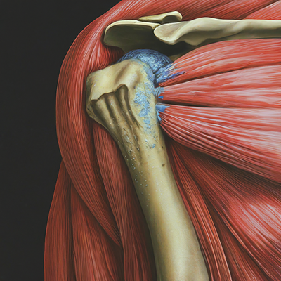 illustration of gout in the shoulder joint