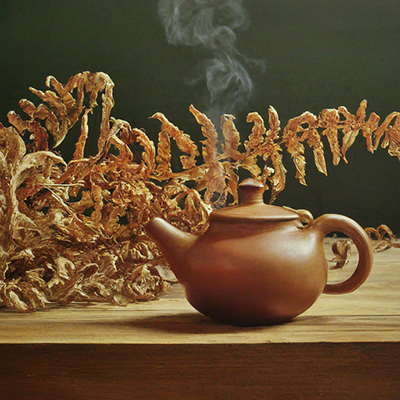 a tea pot filled male fern tea