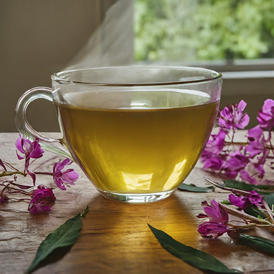 hot cup of rosebay willowherb tea