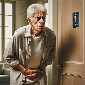 older gentleman having to use the bathroom
